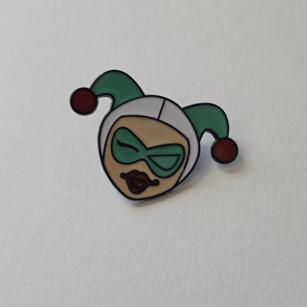 Harley Quinn Face Pin - Green And Red